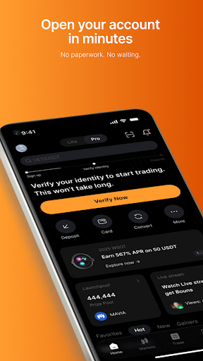Captura de pantalla de Bybit: Compra Bitcoin y USDT