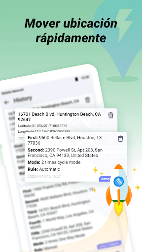 Captura de pantalla de FlashGo: cambiar ubicación GPS