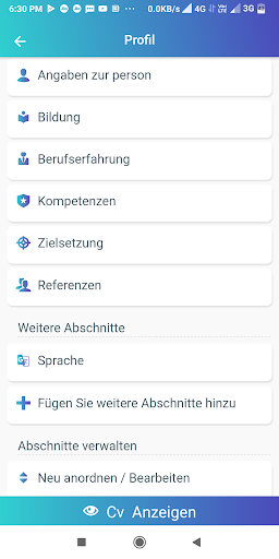 Lebenslauf erstellen Bewerbung Screenshot