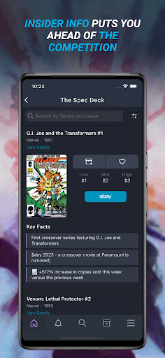 Captura de pantalla de Key Collector Comics