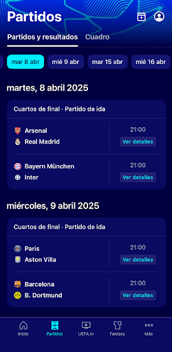 Captura de pantalla de UEFA Champions League Oficial