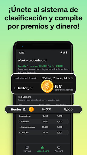 Captura de pantalla de HeyCash: Encuestas por Dinero