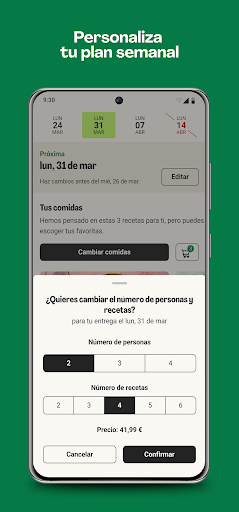 Captura de pantalla de HelloFresh: Kits de recetas