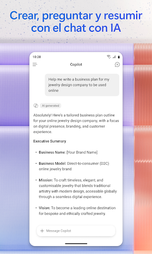Captura de pantalla de Microsoft 365 Copilot