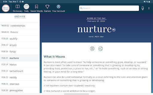 Captura de pantalla de Dictionary - Merriam-Webster