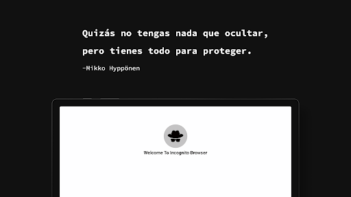 Captura de pantalla de aplicación navegador privado