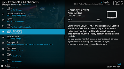Captura de pantalla de Kodi