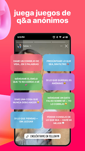 Captura de pantalla de Tellonym: Preguntas anónimas