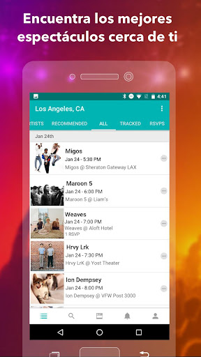 Captura de pantalla de Bandsintown Concerts
