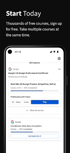 Captura de pantalla de Coursera: Mejora tu carrera