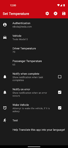 Captura de pantalla de Bolt para Tesla Plugin Tasker