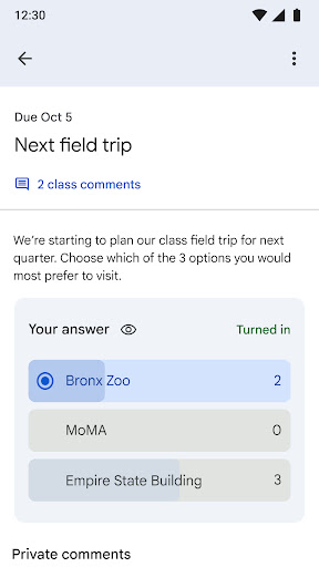 Captura de pantalla de Google Classroom