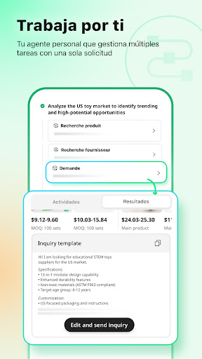 Captura de pantalla de Accio: Agente de IA de Alibaba