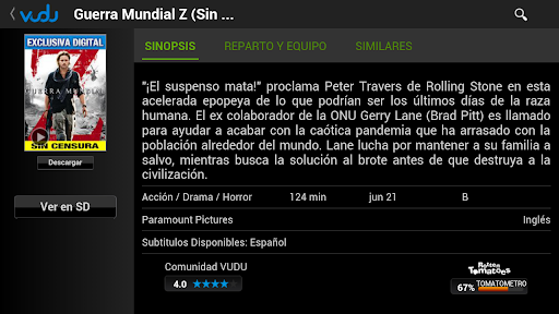 Captura de pantalla de VUDU - Películas HDX