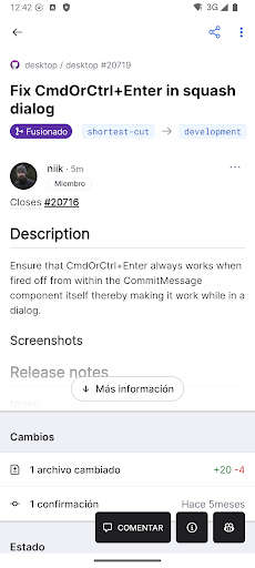 Captura de pantalla de GitHub