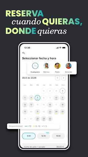 Captura de pantalla de Booksy para clientes
