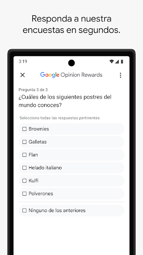 Captura de pantalla de Google Opinion Rewards
