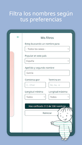 Captura de pantalla de Nombres de bebé 2025