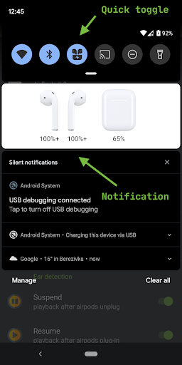 Captura de pantalla de AndroPods - Airpods on Android