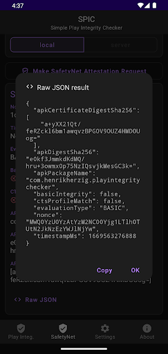 Captura de pantalla de SPIC - Play Integrity Checker