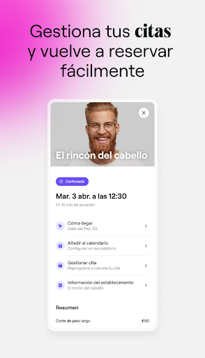 Captura de pantalla de Fresha para clientes