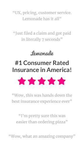 Captura de pantalla de Lemonade Insurance