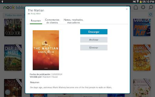 Captura de pantalla de NOOK