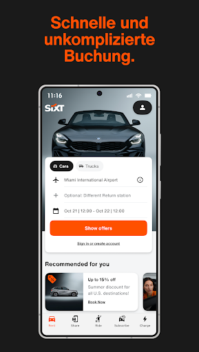 SIXT rent. share. ride. abo. Screenshot