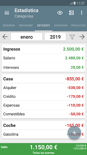 Captura de pantalla de Mi presupuesto