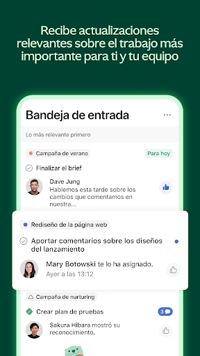 Captura de pantalla de Asana: gestión del trabajo