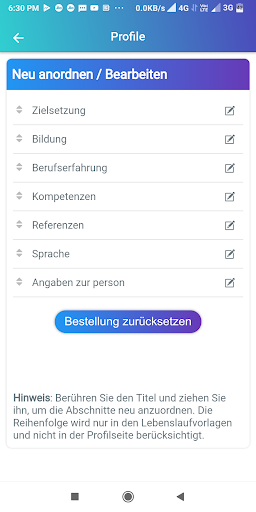 Lebenslauf erstellen Bewerbung Screenshot