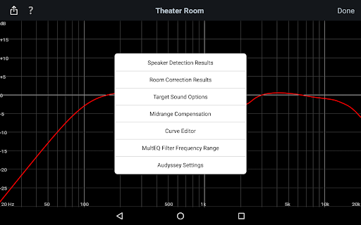 Captura de pantalla de Audyssey MultEQ Editor app