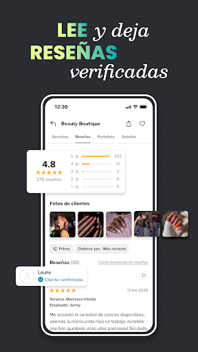 Captura de pantalla de Booksy para clientes