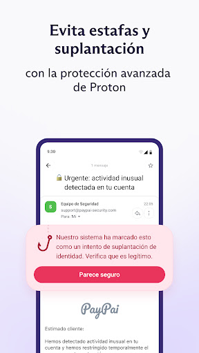 Captura de pantalla de Proton Mail: Correo cifrado