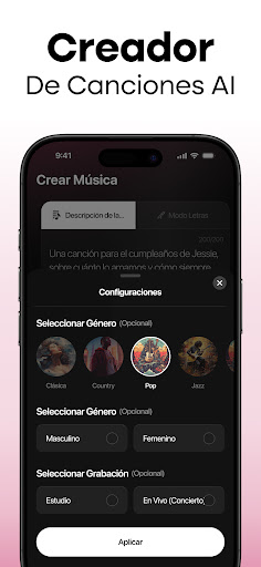 Captura de pantalla de MyTunes: Crear música con IA