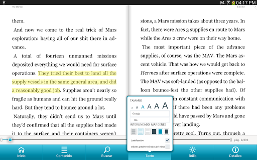 Captura de pantalla de NOOK
