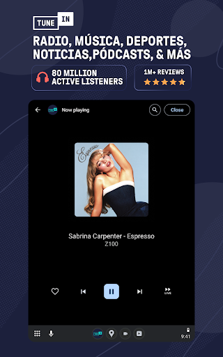 Captura de pantalla de TuneIn Radio: música, fm radio