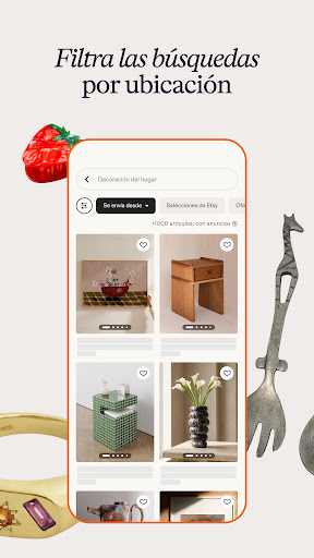 Captura de pantalla de Etsy: Compra hogar y estilo
