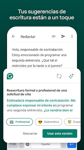 Captura de pantalla de Grammarly: escritura con IA