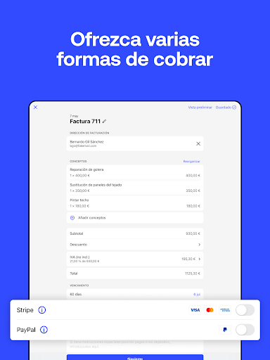 Captura de pantalla de Invoice2go: facturación fácil