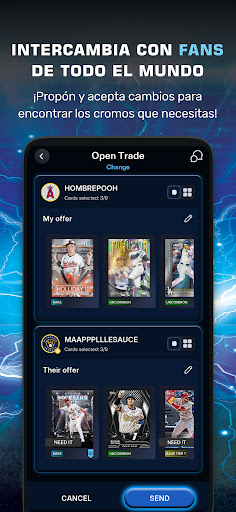 Captura de pantalla de Topps® BUNT® MLB Card Trader