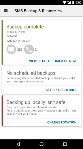 Captura de pantalla de SMS Backup & Restore Pro