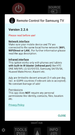 TV (Samsung) Remote Control Screenshot