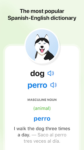 Captura de pantalla de SpanishDictionary.com Learning