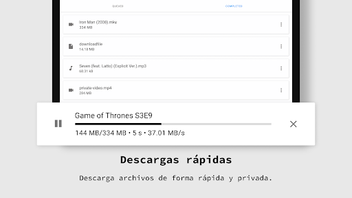 Captura de pantalla de aplicación navegador privado