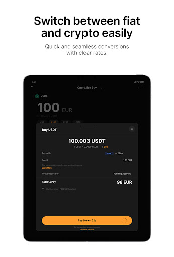 Captura de pantalla de Bybit: Compra Bitcoin y USDT