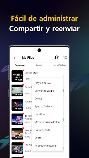 Captura de pantalla de Descargador de vídeos HD