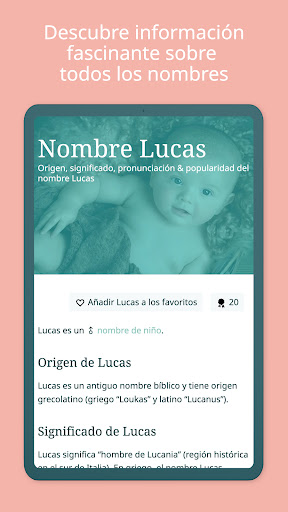 Captura de pantalla de Nombres de bebé 2025
