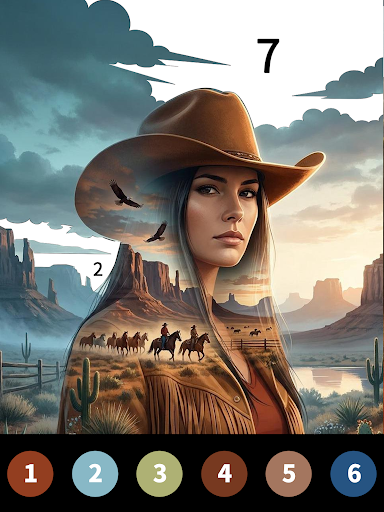 Captura de pantalla de Wild West Color by Number Book