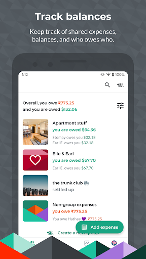Captura de pantalla de Splitwise - Cuentas y gastos